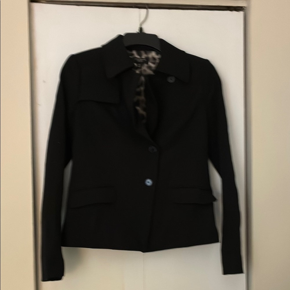 Ann Taylor Black Blazer with Leopard Lining